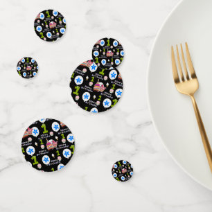 Happy First Birthday Confetti, #1 Geburtstag Black Konfetti
