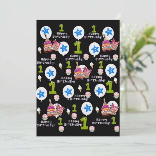 Happy First Birthday Einladung Erster Geburtstag # (Stehend Vorderseite)