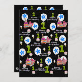 Happy First Birthday Einladung Erster Geburtstag # (Vorne/Hinten)