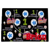 Happy First Birthday Geschenktasche #1 Black Große Geschenktüte (Vorderseite)