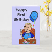 Happy First Birthday * Junge Karte (Gelbe Blume)