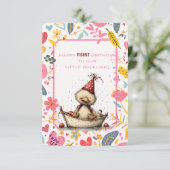 Happy First Birthday Our Little Duckling Einladung (Stehend Vorderseite)