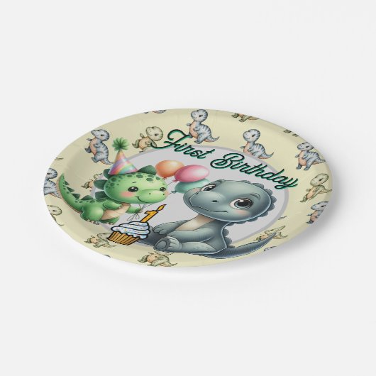  Happy First Birthday  Pappteller (Schrägansicht)