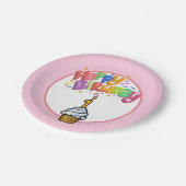 Happy First Birthday Pink Paper Tellers Pappteller (Schrägansicht)