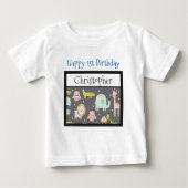 Happy First Birthday Safari Animals Muster Baby T-shirt (Vorderseite)