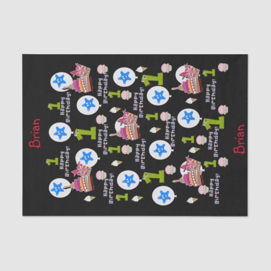 Happy First Birthday Tissue Paper #1 Seidenpapier (Vorderseite)