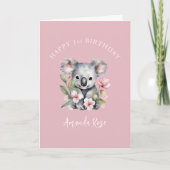Happy First Birthday Watercolor Koala Dankeskarte (Vorderseite)