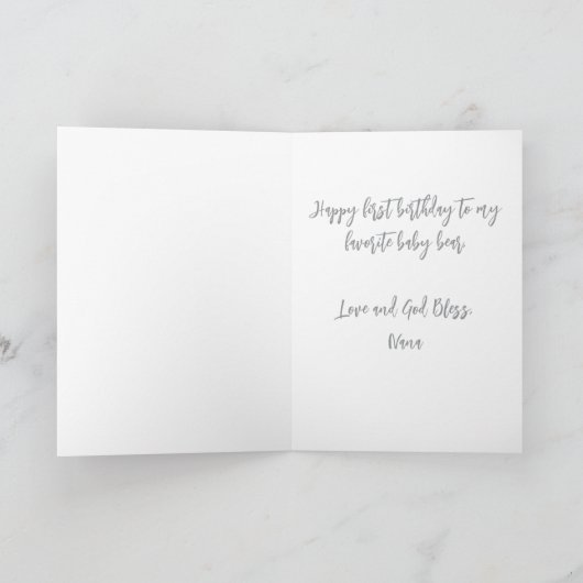 Happy First Birthday Watercolor Koala Dankeskarte (Innenseite)