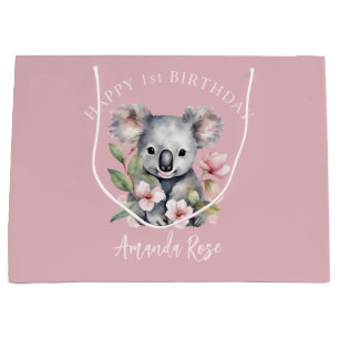 Happy First Birthday Watercolor Koala Große Geschenktüte