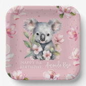 Happy First Birthday Watercolor Koala Pappteller (Vorderseite)