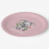 Happy First Birthday Watercolor Koala Pappteller (Schrägansicht)