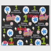 Happy First Birthday Wrapping Paper Balloons #1 Geschenkpapier (Flach)