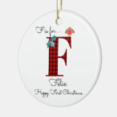Happy first Christmas F Lumberjack Robin Tree Keramik Ornament (Links)