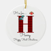 Happy first Christmas H lumberjack Rotkehlbaum Keramik Ornament (Vorne)