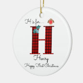 Happy first Christmas H lumberjack Rotkehlbaum Keramik Ornament (Links)