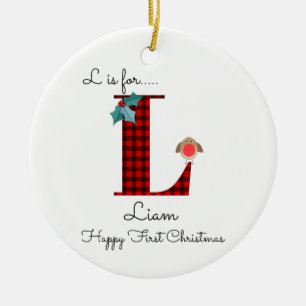 Happy First Christmas L Lumberjack Robin Baum Keramik Ornament