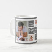Happy First Christmas New Dad 5 Foto Collage Gray Kaffeetasse (Vorderseite Links)