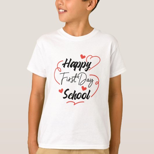 Happy First Day Back to School Hearts Niedlich T-Shirt (Vorderseite)