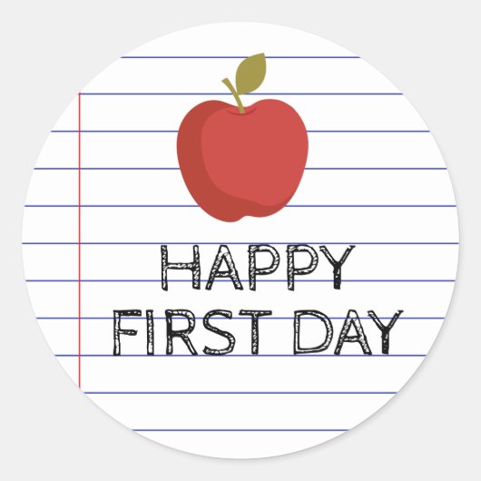 Happy First Day Back to School Teacher Apple Runder Aufkleber (Vorderseite)