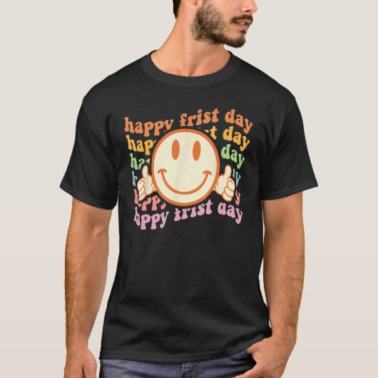 Happy First Day Back To School Teacher Retro Wavy T-Shirt (Vorderseite)