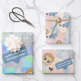 Happy First Day Geburtstag Geschenkpapier Set