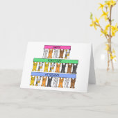 Happy First Day in School Cartoon Katzen Karte (Gelbe Blume)