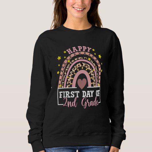 Happy First Day of 2nd Grade Rainbow Leopard Teach Sweatshirt (Vorderseite)