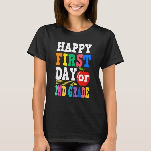 Happy First Day Of 2nd Grade School Teacher Studen T-Shirt (Vorderseite)