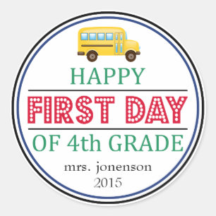 Happy First Day of 4th Grade School Bus Sticker