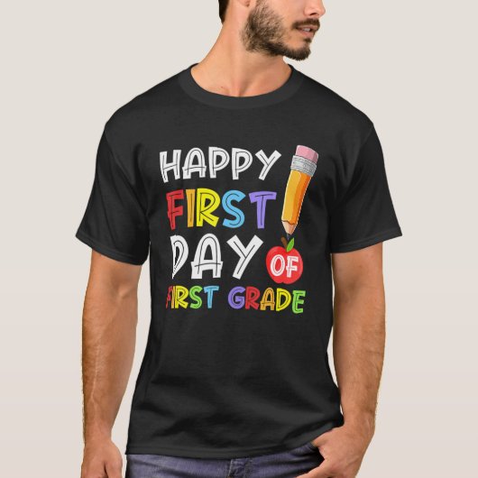 Happy First Day of First Grade Pencil Apfel Back T T-Shirt (Vorderseite)