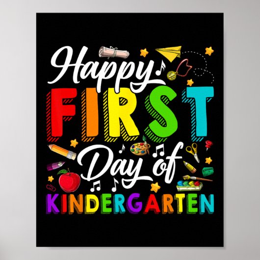 Happy First Day Of Kindergarten Back To School Boy Poster (Vorne)
