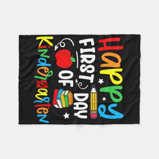 Happy First Day Of Kindergarten Back To School Tea Fleecedecke (Vorderseite (Horizontal))