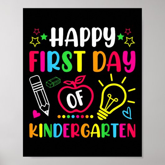 Happy First Day Of Kindergarten Teacher Kids Back Poster (Vorne)