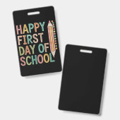 Happy First Day of School Back to School Ausweis (Vorder- & Rückseite)