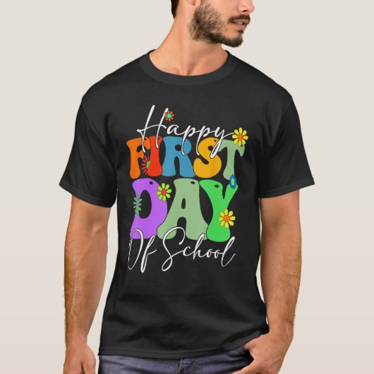 Happy First Day Of School Back To School Floral Gr T-Shirt (Vorderseite)