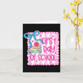 Happy First Day of School Girly Coquette Bow Teach Karte (Gelbe Blume)