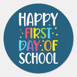 Happy First Day of School Lehrer Kinder Kind zurüc Runder Aufkleber