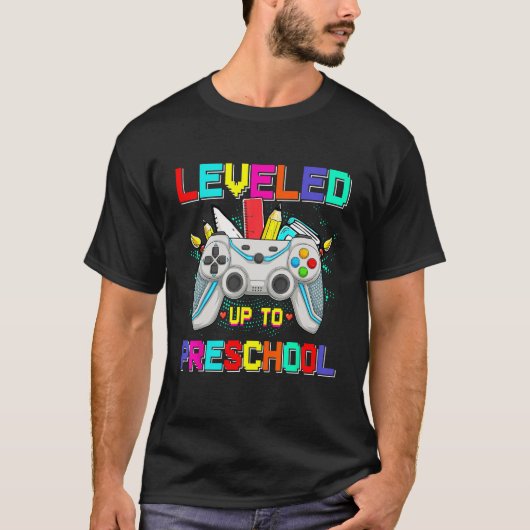 Happy First Day Of School Leveled Up To Preschool  T-Shirt (Vorderseite)