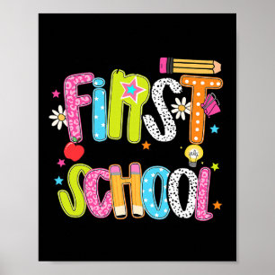 Happy First Day of School Preppy Teacher Kinder zu Poster