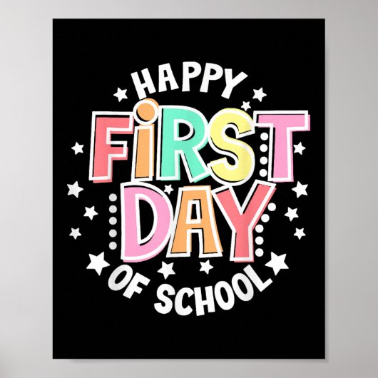 Happy First Day Of School Retro Groovy Back To Sch Poster (Vorne)