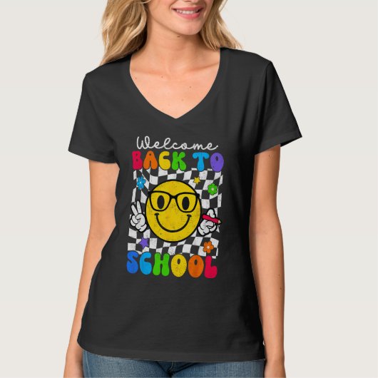 Happy First Day of School Smile Happy Face Back To T-Shirt (Vorderseite)