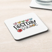 Happy First Day Of School Teacher Girl Kid Back To Getränkeuntersetzer (Linke Seite)