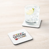 Happy First Day Of School Teacher Girl Kid Back To Getränkeuntersetzer (Rechte Seite)