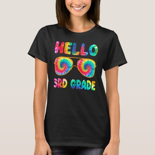 Happy First Day School Hello Third Grade Krawatte T-Shirt (Vorderseite)