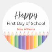 Happy First Day School Lehrer Sticker (Vorderseite)