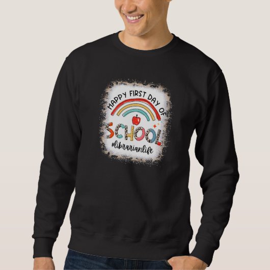 Happy First Day School Leopard Rainbow Libraria Sweatshirt (Vorderseite)