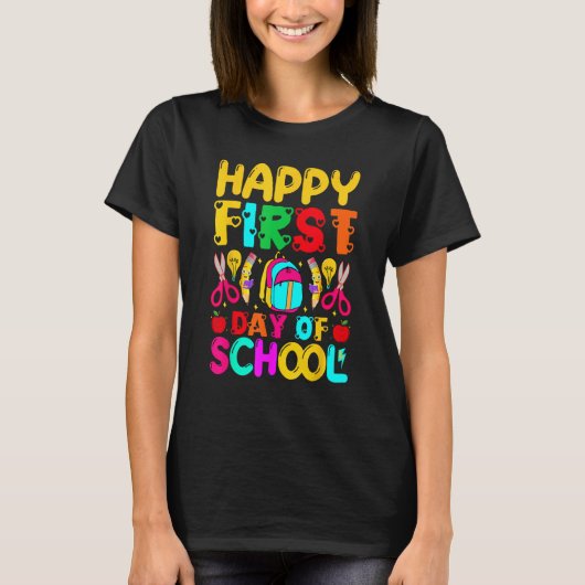 Happy First Day School Welcome Back To School Cute T-Shirt (Vorderseite)