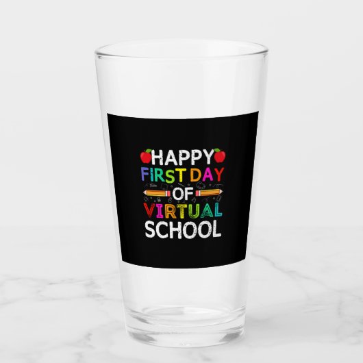 Happy First Day Virtual of School Glas (Vorderseite)