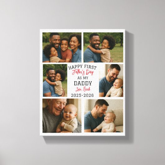 Happy First Father Day Personalized Photo Collage Leinwanddruck (Vorderseite)