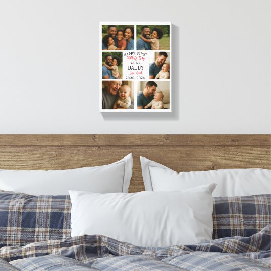 Happy First Father Day Personalized Photo Collage Leinwanddruck (Insitu (Schlafzimmer))